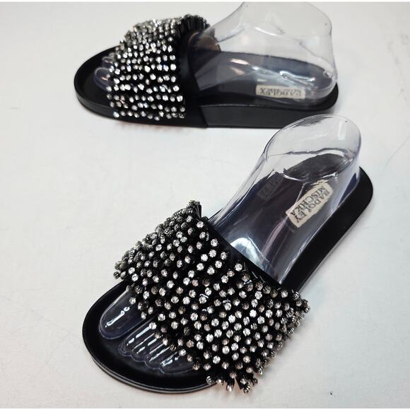 BADGLEY MISCHKA SZ 7 Horton SilverBlings 3D jewels Dress Slide SlipperDesigner - Picture 1 of 13
